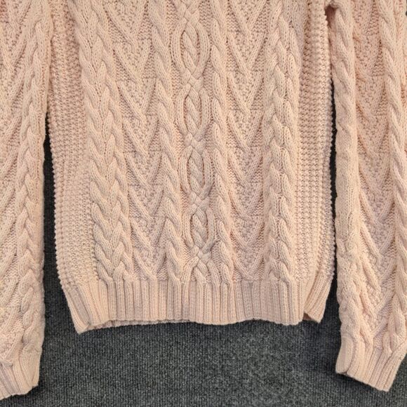 Lauren Ralph Lauren Women's Hand Knit Fisherman Cable Knit Sweater Pink Size L - Picture 4 of 13